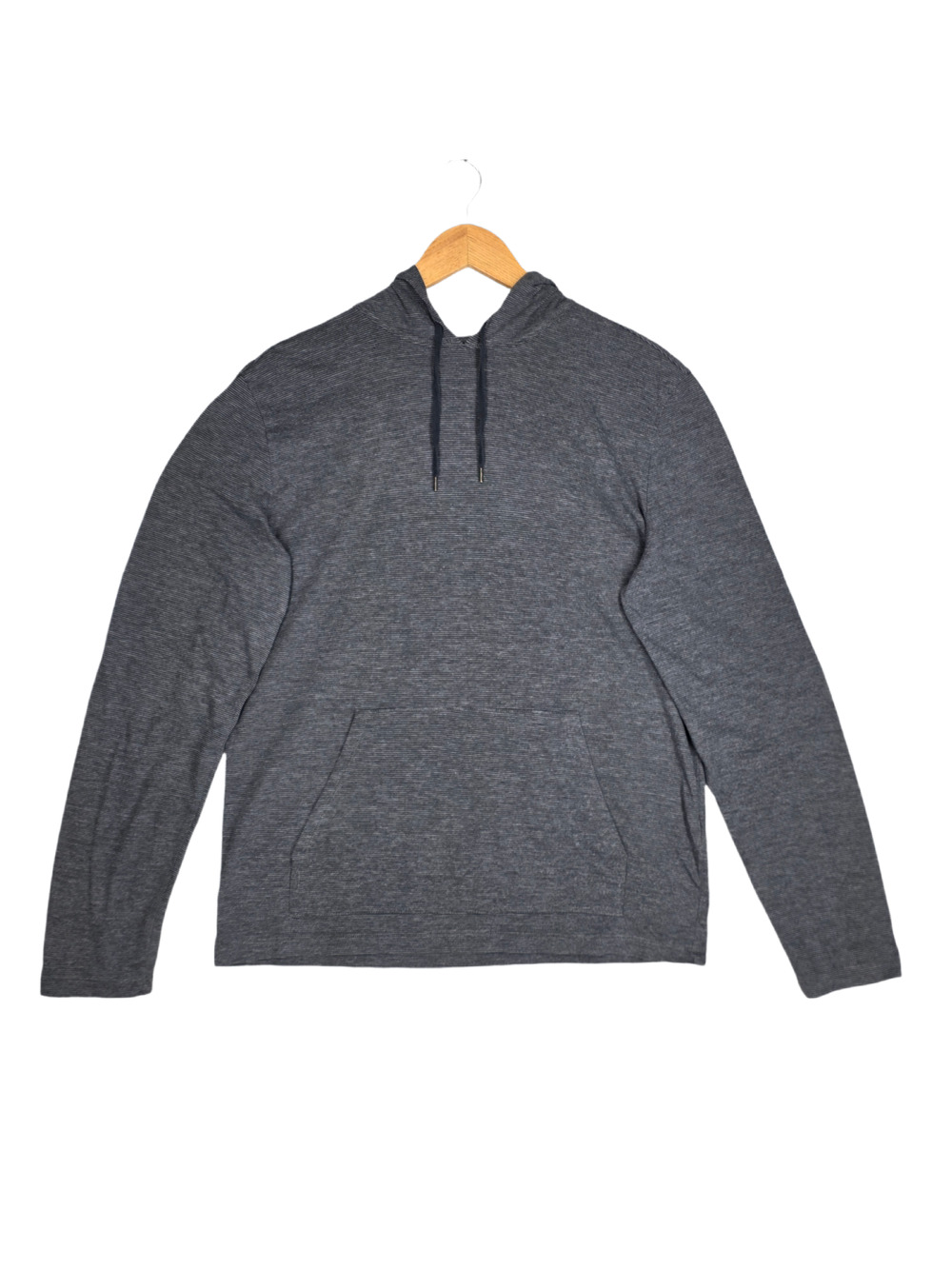 JOHN VARVATOS U.S.A. MEN’S CHARCOAL GRAY LIGHTWEIGHT HOODED LONG‑SLEEVE – SIZE M